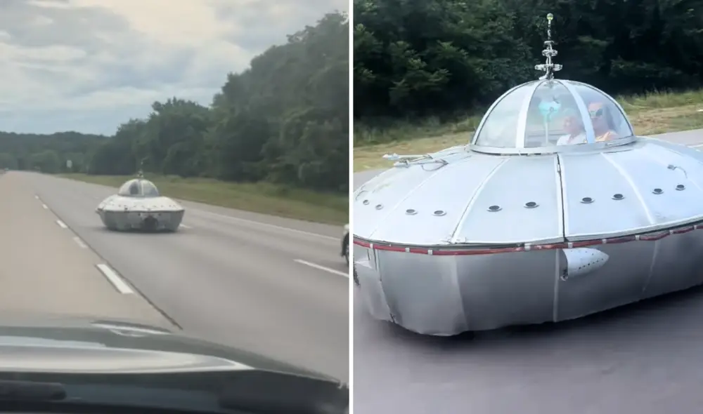 Pareja  se vuelve viral por decorar su auto en forma de ovni.