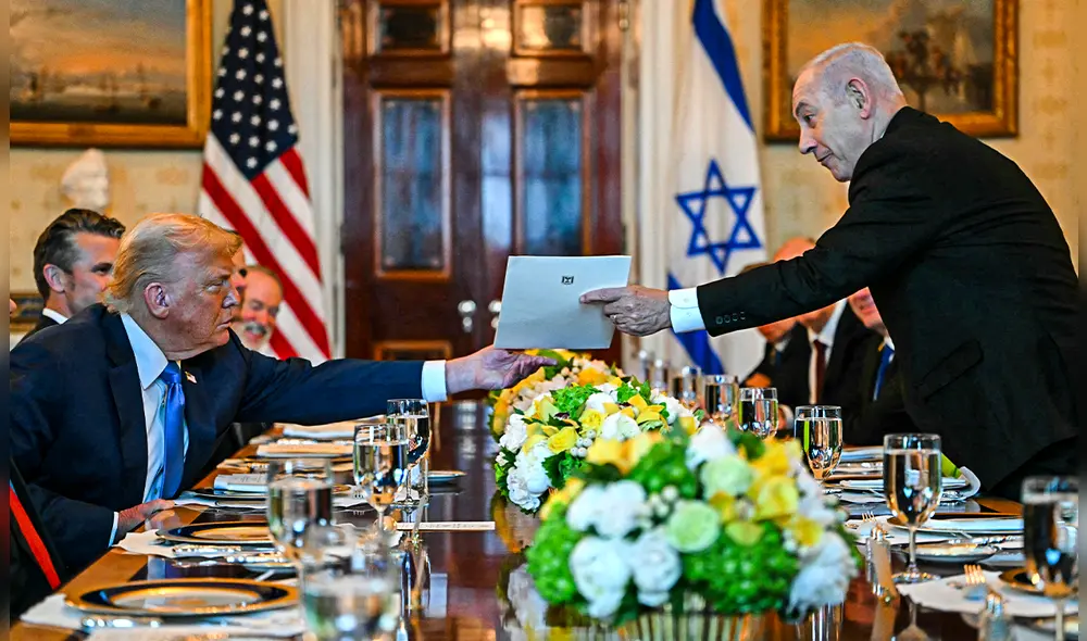 La declaración de Netanyahu tuvo lugar durante una cena oficial en la Casa Blanca con el presidente de Estados Unidos. Foto: AFP.