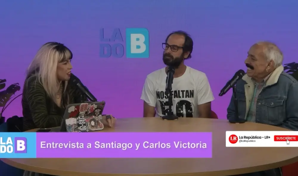 El actor Carlos Victoria, de 74 años, estuvo en el pódcast 'Lado B' de La República junto a su colega Santiago Magil. Foto: YouTube.
