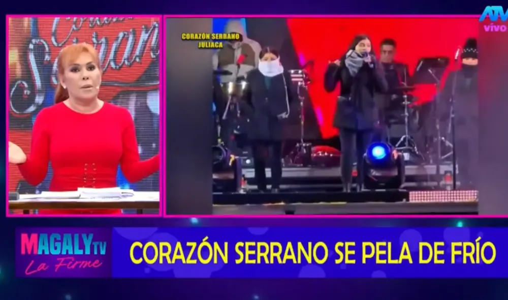 Magaly Medina no toleró que las chicas de Corazón Serrano aparezcan abrigadas en su más reciente concierto. Foto: ATV.