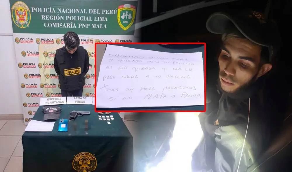 Nero, un extranjero detenido con arma, droga y una carta extorsiva en Mala. Nero, un extranjero detenido con arma, droga y una carta extorsiva en Mala.
