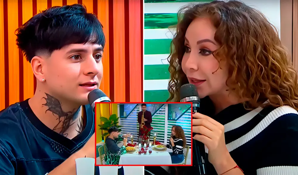 Diealis desmiente romance con Flavia Laos y 'coquetea' con Janet Barboza en plena cena romántica. Foto: Composición LR/captura YouTube