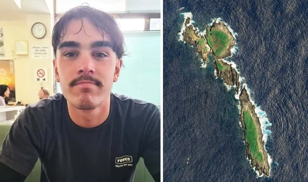 Darcy Deefholts, un joven de 19 años, fue encontrado con vida tras desaparecer mientras surfeaba en Wooli Beach, Australia. Foto: composición LR/Deefholts/Google Earth