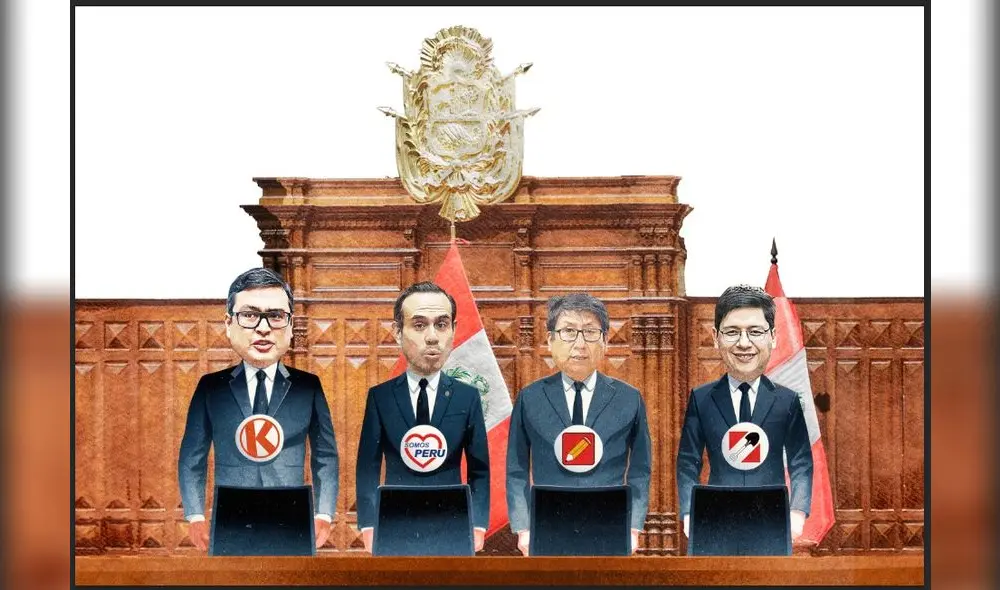 La nueva Mesa Directiva que busca el oficialismo con Jerí en la presidencia, Revilla, Cerrón y López en las vicepresidencias. Composición: Ricardo Cervera / LR