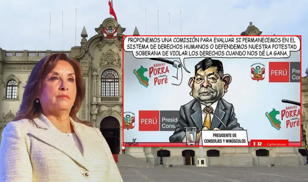 Carlincatura del día, domingo 13 de julio, sobre la intención del Gobierno de retirar al Perú del Pacto de San José. Foto: Composición/LR