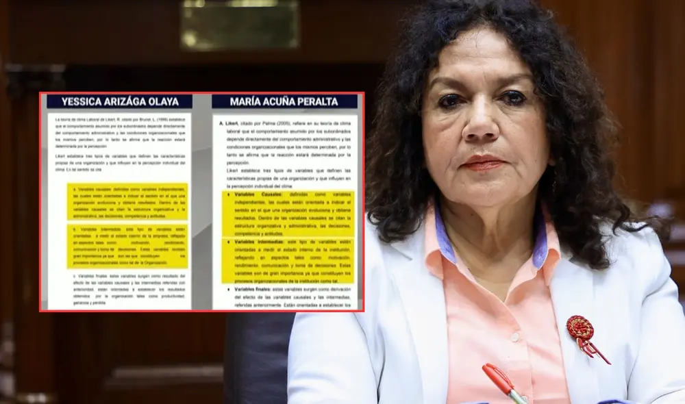 María Acuña habría plagiado su tesis de maestría en más del 80% | Composición: LR.