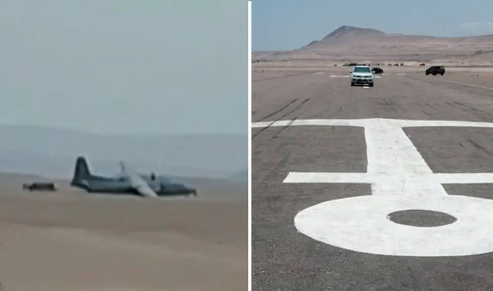 Incidente en Marcona deja un avión de la Fuerza Naval varado. Foto: Canal N Incidente en Marcona deja un avión de la Fuerza Naval varado. Foto: Canal N