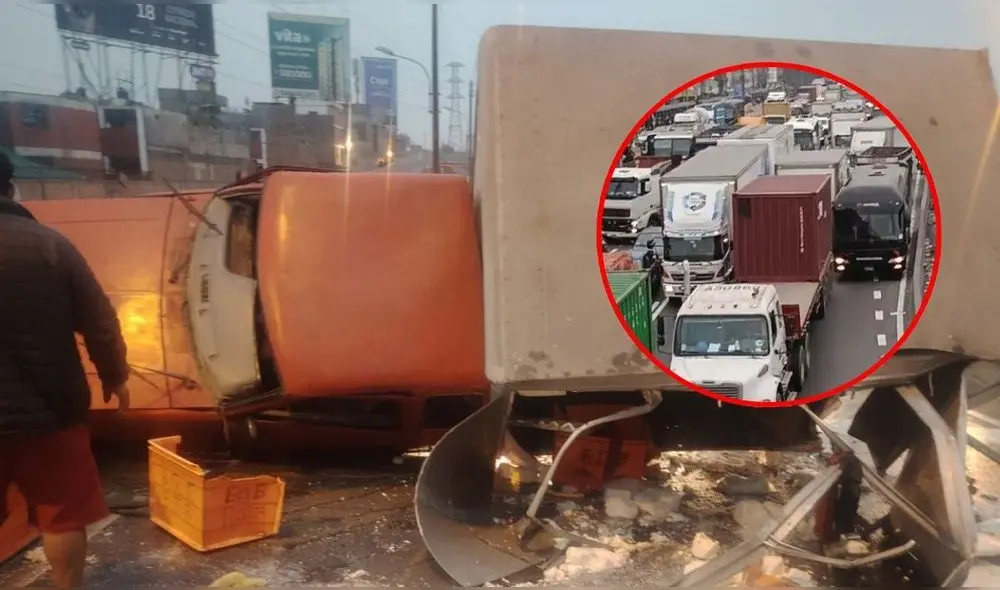 Carril de norte a sur fue cerrado temporalmente tras accidente en Surco. Foto: Composición LR