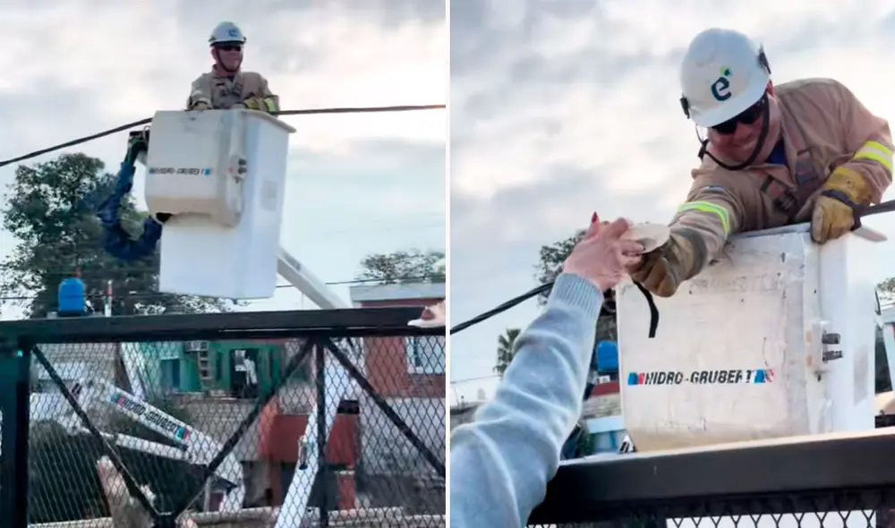 La familia, impactada, le ofreció un trozo de torta al técnico, lo que sacó más de una sonrisa en TikTok.