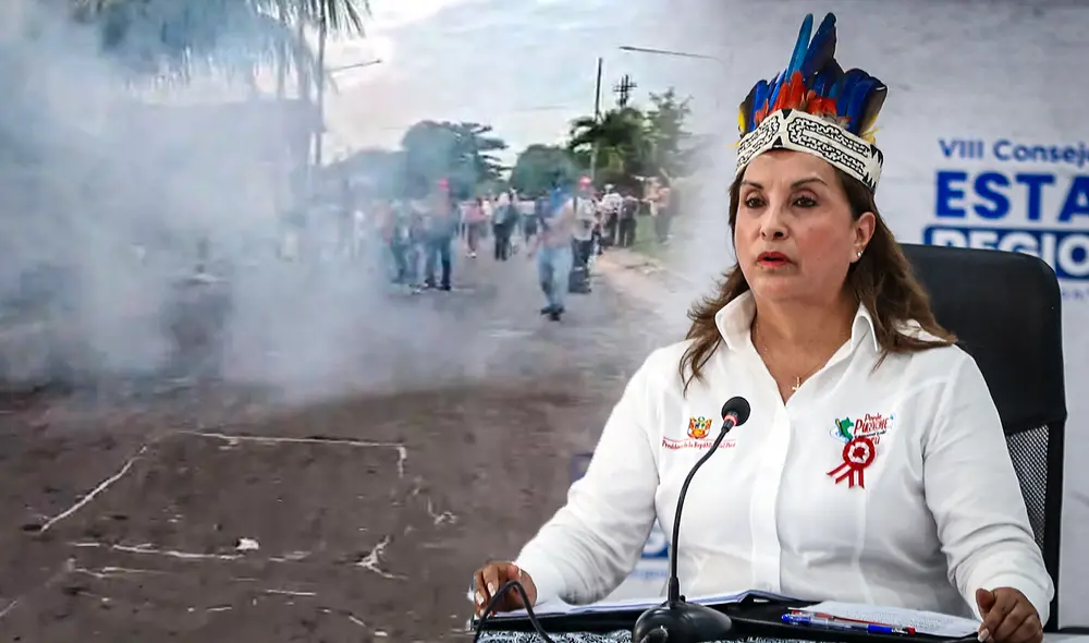 Se registraron protestas en Iquitos tras la llegada de Dina Boluarte. Foto: composición LR