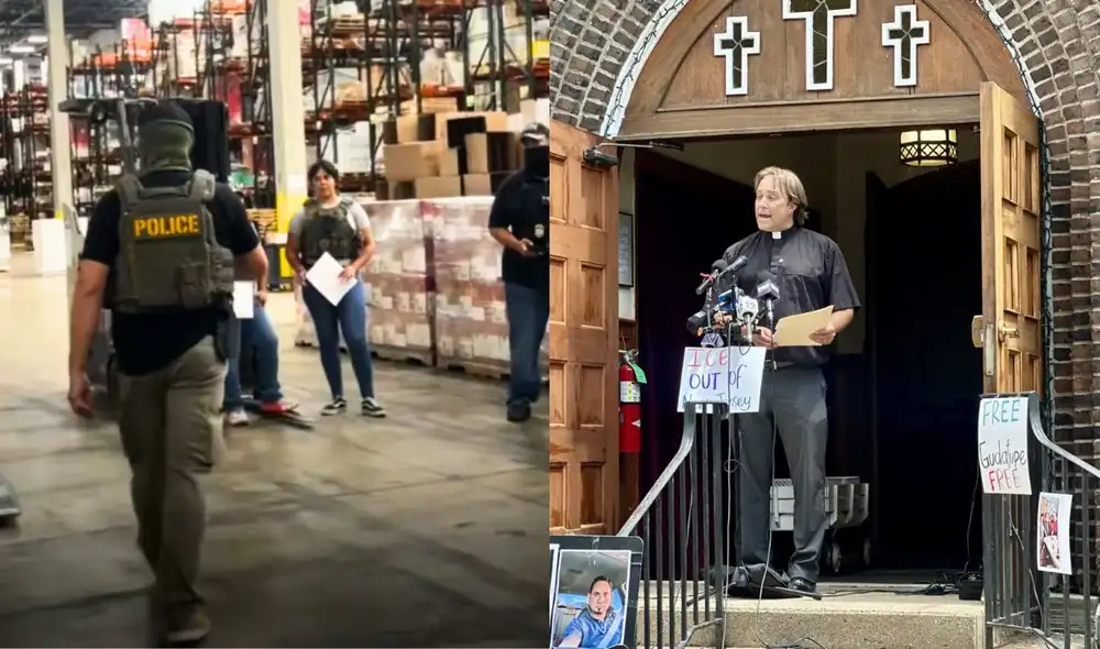 ICE realizó una redada en un almacén de Edison, Nueva Jersey, deteniendo a 20 trabajadores indocumentados hispanos, usando bridas plásticas como esposas. ICE realizó una redada en un almacén de Edison, Nueva Jersey, deteniendo a 20 trabajadores indocumentados hispanos, usando bridas plásticas como esposas.