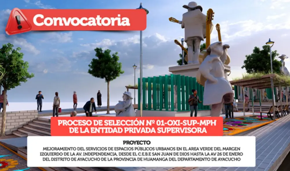 La Municipalidad Provincial de Huamanga convoca a entidades privadas interesadas en supervisar la elaboración del Expediente Técnico y la ejecución de un proyecto regional.