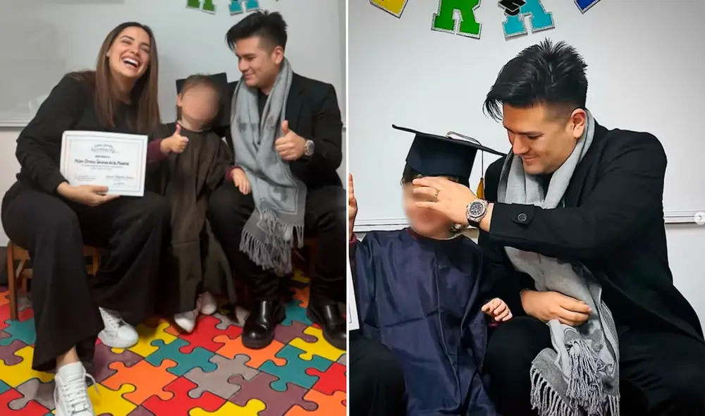 Cassandra Sánchez y Deyvis Orosco celebran la graduación de su pequeño hijo.