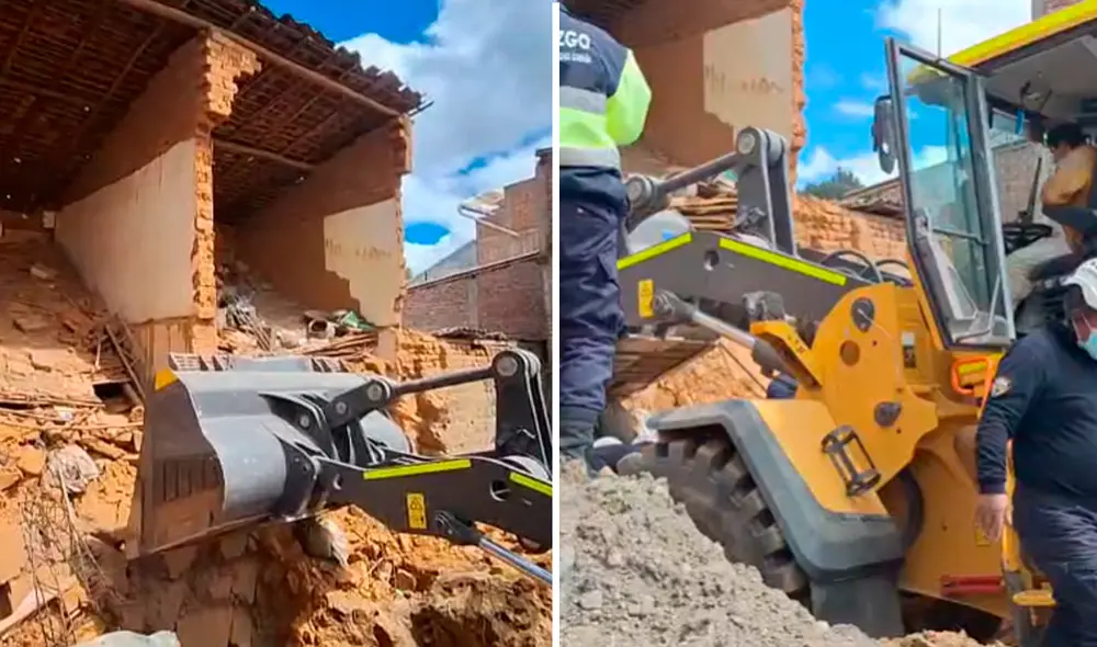 Las labores de rescate duraron casi 1 hora ante la dificultad de retirar la pared. Foto: Anderson Bringas Las labores de rescate duraron casi 1 hora ante la dificultad de retirar la pared. Foto: Anderson Bringas