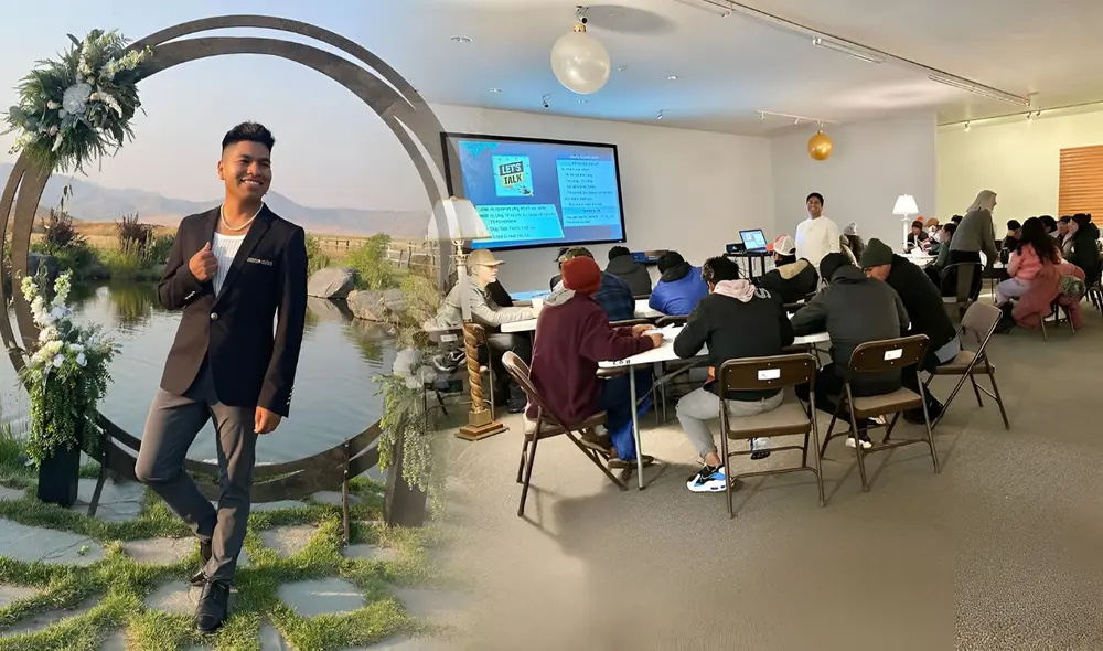 Leonardo Padilla enseña español e inglés a inmigrantes en Idaho.