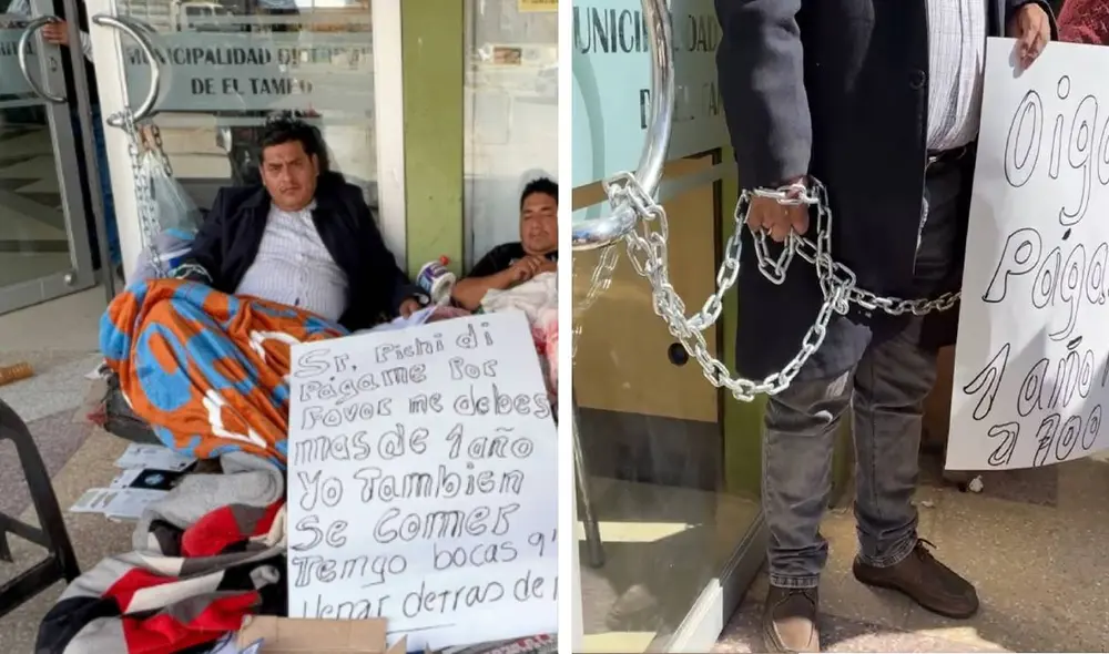 Hombre se encadena y exige paso de hasta S/800.000 a la Municipalidad Distrital de El Tambo. Hombre se encadena y exige paso de hasta S/800.000 a la Municipalidad Distrital de El Tambo.