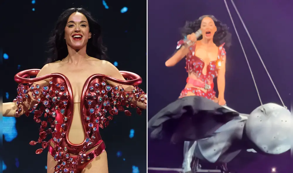 Katy Perry sufre accidendente en medio de su concierto y casi cae del aire mientras estaba cantando.