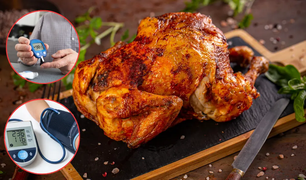 Comer la piel del pollo a la brasa puede ser perjudicial para la salud. Foto: Composición LR