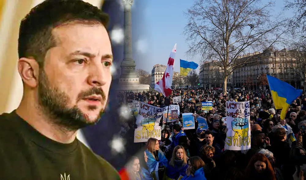 Miles de personas se congregaron en Kiev y otras ciudades de Ucrania en contra de un controvertido proyecto de ley que vulnera la infraestructura anticorrupción.  Foto: Composición LR/AFP