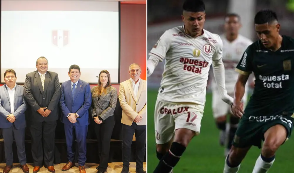 Lozano junto al nuevo presidente de la nueva Liga peruana de futbol profesional.