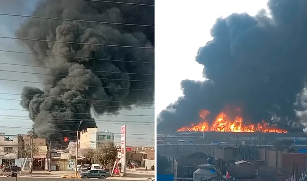 Al menos 20 unidades de bomberos atienden la emergencia. Foto: Composición LR