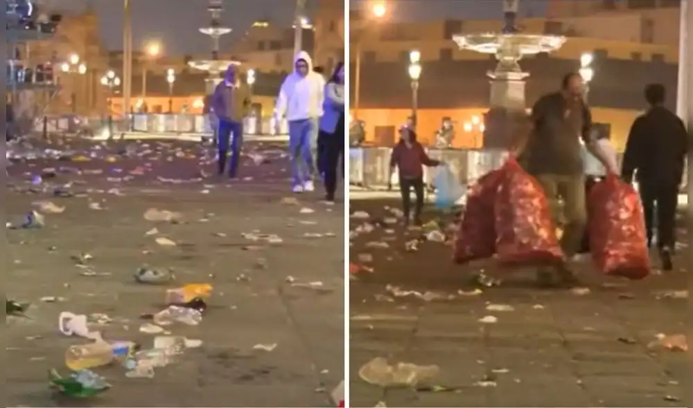 Plaza Mayor de Lima amaneció repleta de basura tras celebración de la MML.