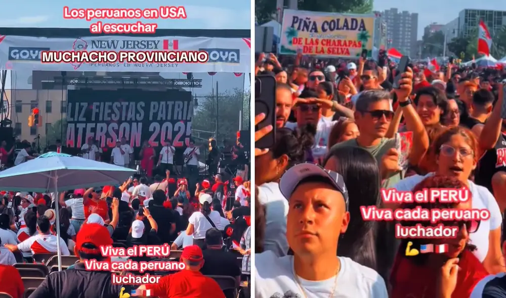 Peruanos se emocionan al cantar 'Soy Provinciano' en un evento por Fiestas Patrias en Paterson, Nueva Jersey, EE.UU.