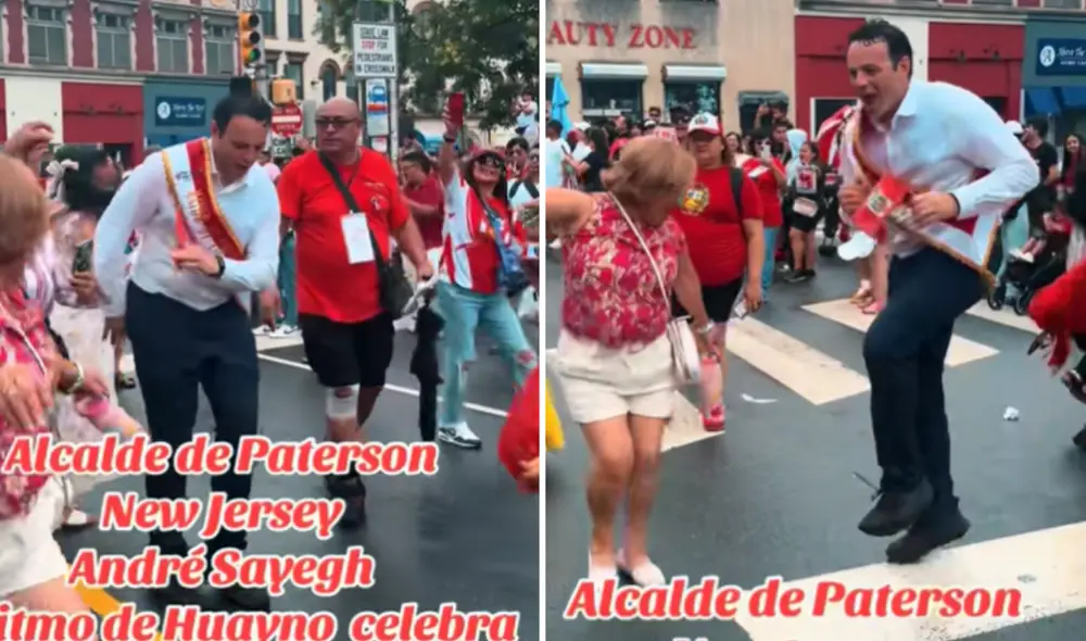 André Sayegh, alcalde de Paterson, en New Jersey gozó al rimo del huayno en la celebración de Fiestas Patrias del Perú en los Estados Unidos.