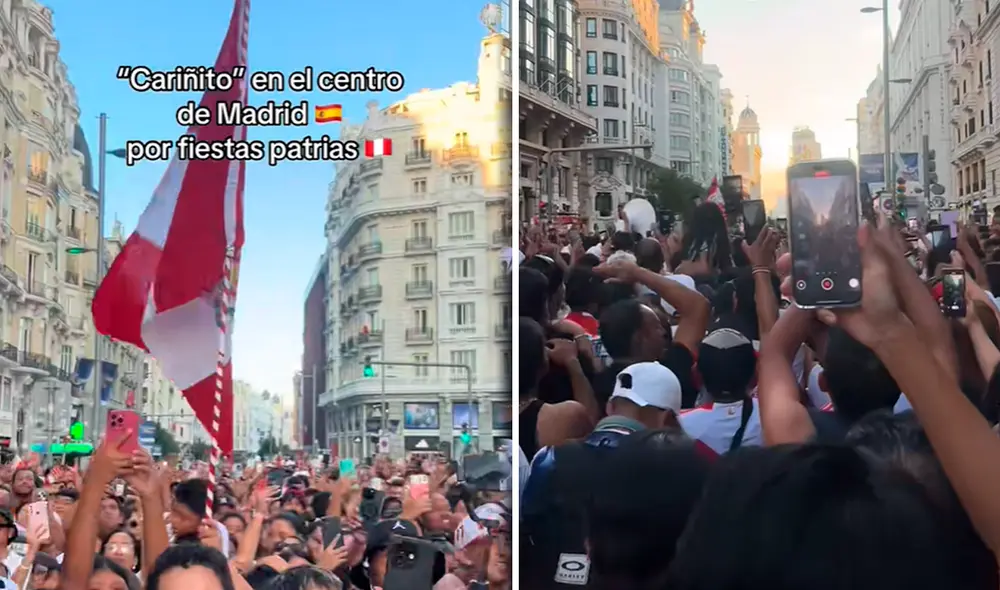 Peruanos concentraron las calles de Madrid para celebrar las Fiestas Patrias.