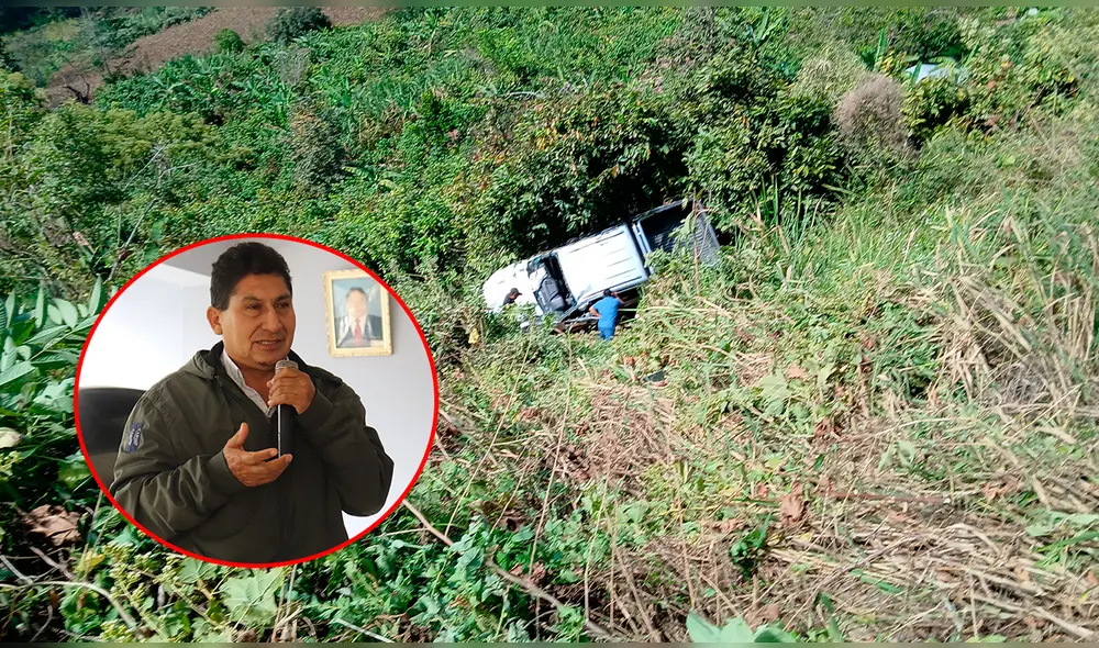Vehículo en el que viajaba la autoridad cayó a un abismo. Foto: Composición LR / Trinidad Noticias /Municipalidad Distrital de Montero Vehículo en el que viajaba la autoridad cayó a un abismo. Foto: Composición LR / Trinidad Noticias /Municipalidad Distrital de Montero
