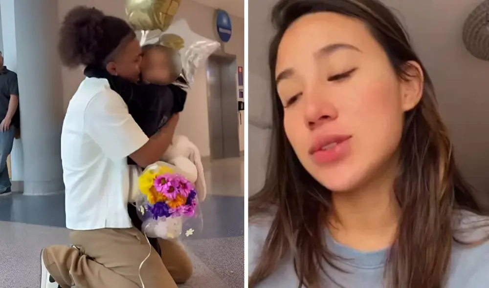 Youna recibió con globos y flores en el aeropuerto a su menor hija, luego de que la pequeña saliera de Perú.
