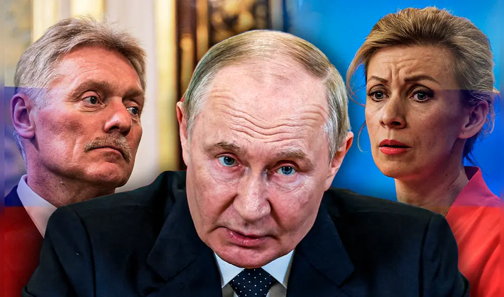 El portavoz Dmitri Peskov y la vocera del Ministerio de Exteriores, María Zajárova, sostienen que las amenazas no mejorarán las relaciones bilaterales. Foto: Composición LR.