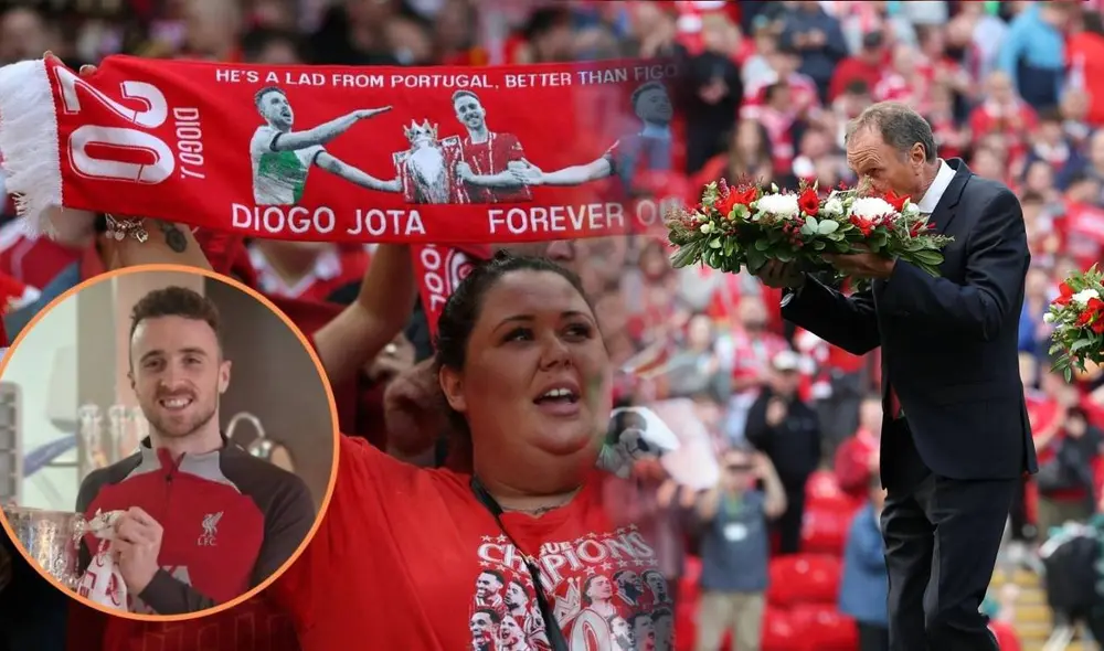 Anfield y su enorme homenaje a Diogo Jota, tras su muerte. Foto: Lr/ESPN