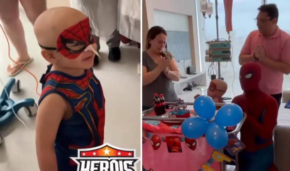 Hombre disfrazado de Spiderman se vuelve viral por dar sorpresa a niño hospitalizado