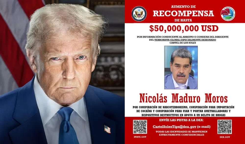 La recompensa por Nicolás Maduro ha pasado de US$ 15 millones a US$ 50 millones. Foto: composición LR/X La recompensa por Nicolás Maduro ha pasado de US$ 15 millones a US$ 50 millones. Foto: composición LR/X