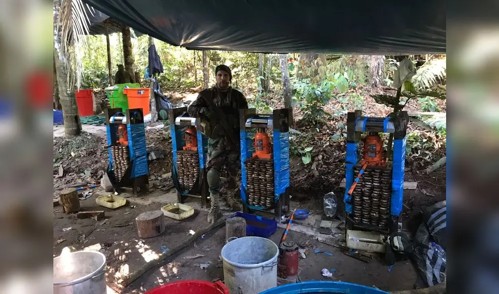 Narcolaboratorio hallado en la selva del Vraem.
