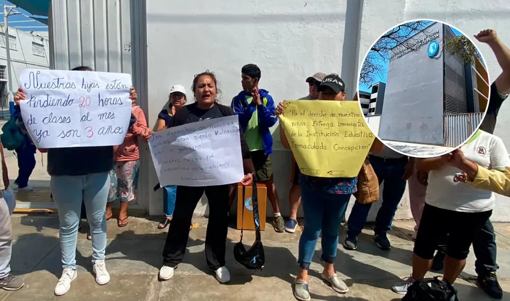 Padres protestaron en los exteriores del Gobierno Regional de Lambayeque.