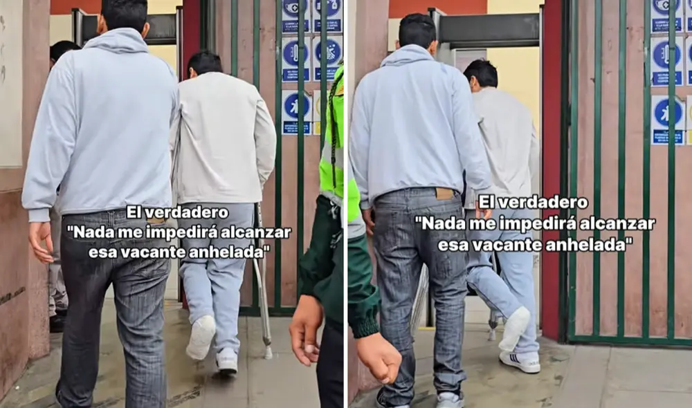 Pese a estar sanando una fractura en su pie izquierdo, el joven postulante no quizo faltar a su examen de admisión UNI 2025-II.