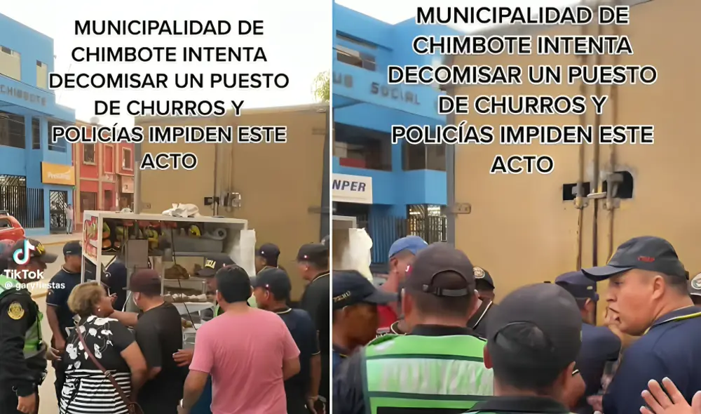 La Policía Nacional del Perú (PNP) intervino en plena vía pública para defender el puesto de trabajo del ambulante.