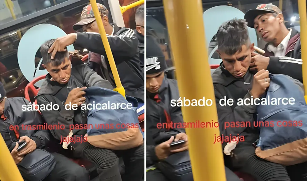 El momento fue grabado en el Transmilenio de Bogotá.