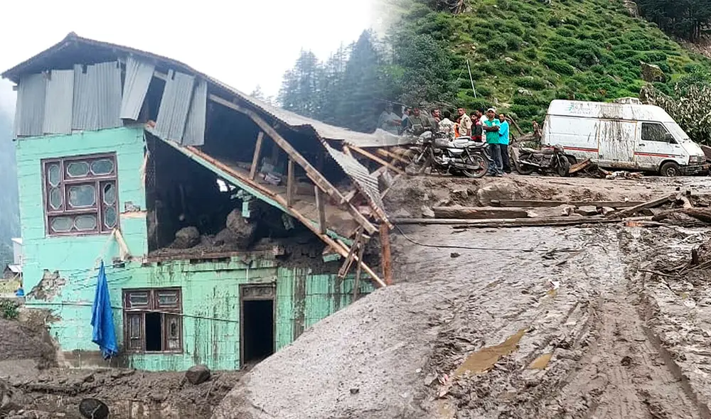 Rescatistas inspeccionan el lugar de una inundación repentina en una aldea del distrito de Kishtwar el 14 de agosto de 2025. Foto: Composición LR/AFP