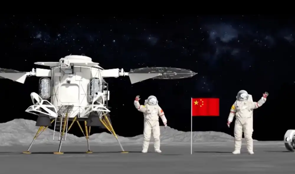 China probó en Hebei el módulo Lanyue, clave para misiones lunares tripuladas. Foto: CCTV