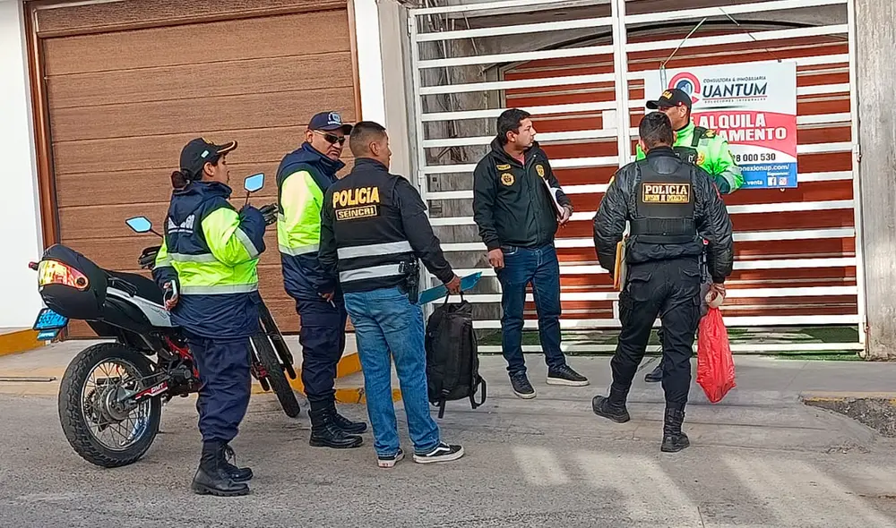Policías y serenazgo en la escena del crimen tras el reporte del ataque. Foto: Mirelia Quispe