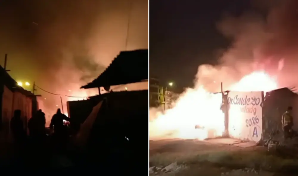 Incendio arrasa con dos viviendas en Carabayllo. Foto: Composición LR