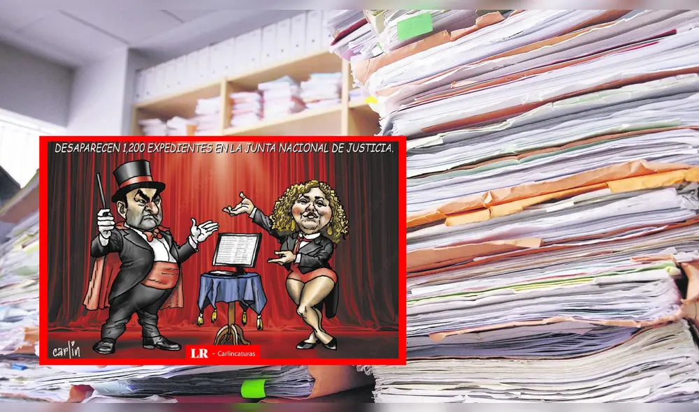 Carlincatura retrata la pérdida de expedientes judiciales. Foto: composición LR Carlincatura retrata la pérdida de expedientes judiciales. Foto: composición LR