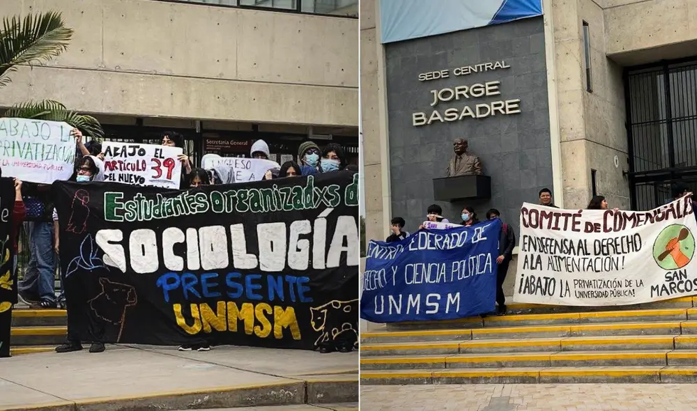 Protesta en San Marcos moviliza a estudiantes frente al rectorado Protesta en San Marcos moviliza a estudiantes frente al rectorado