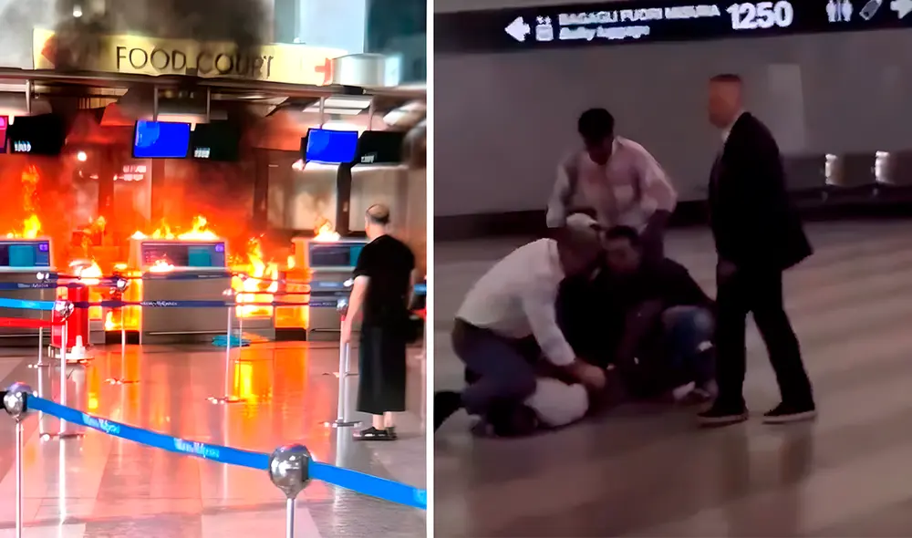 Hombre provocó incendio en mostrador y destruyó monitores en aeropuerto de Milán.