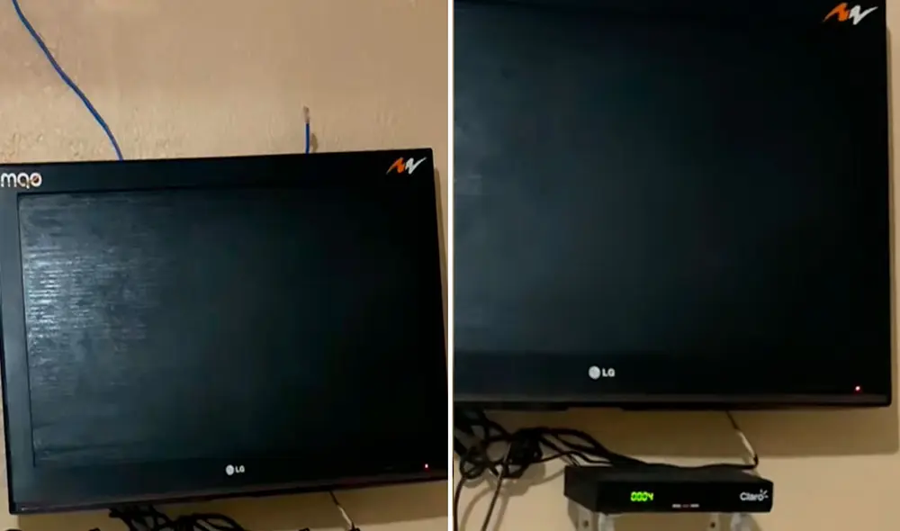 La televisión contaba con todos los cables conectados a un decodificador y tenía control remoto.