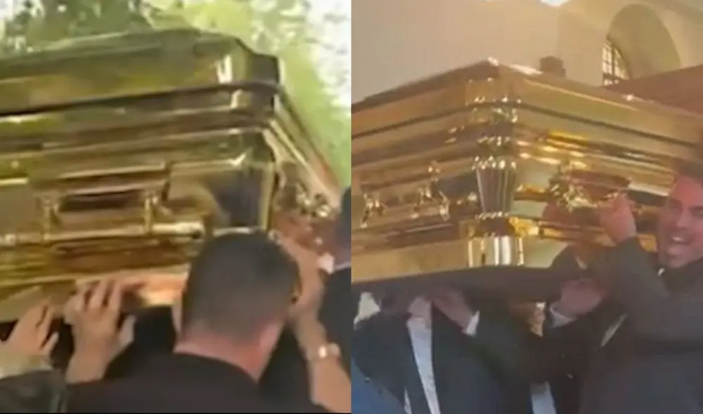 Frank Thompson fue cargado por un auto Rolls-Royce de lujo y enterrado con un ataúd dorado. Foto: composición LR/Sunday World Frank Thompson fue cargado por un auto Rolls-Royce de lujo y enterrado con un ataúd dorado. Foto: composición LR/Sunday World