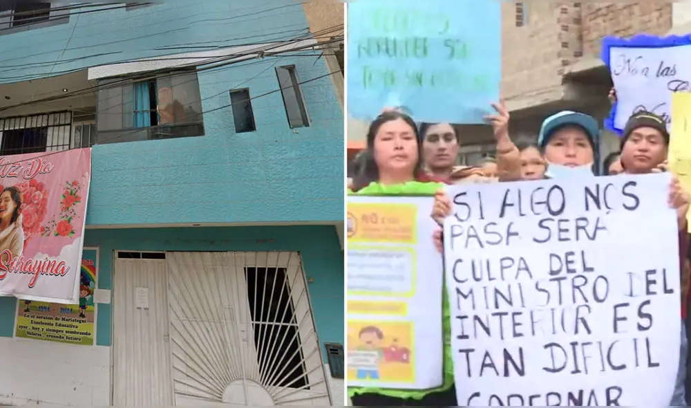 Padres protestan a las afueras del colegio. Foto: Composición LR